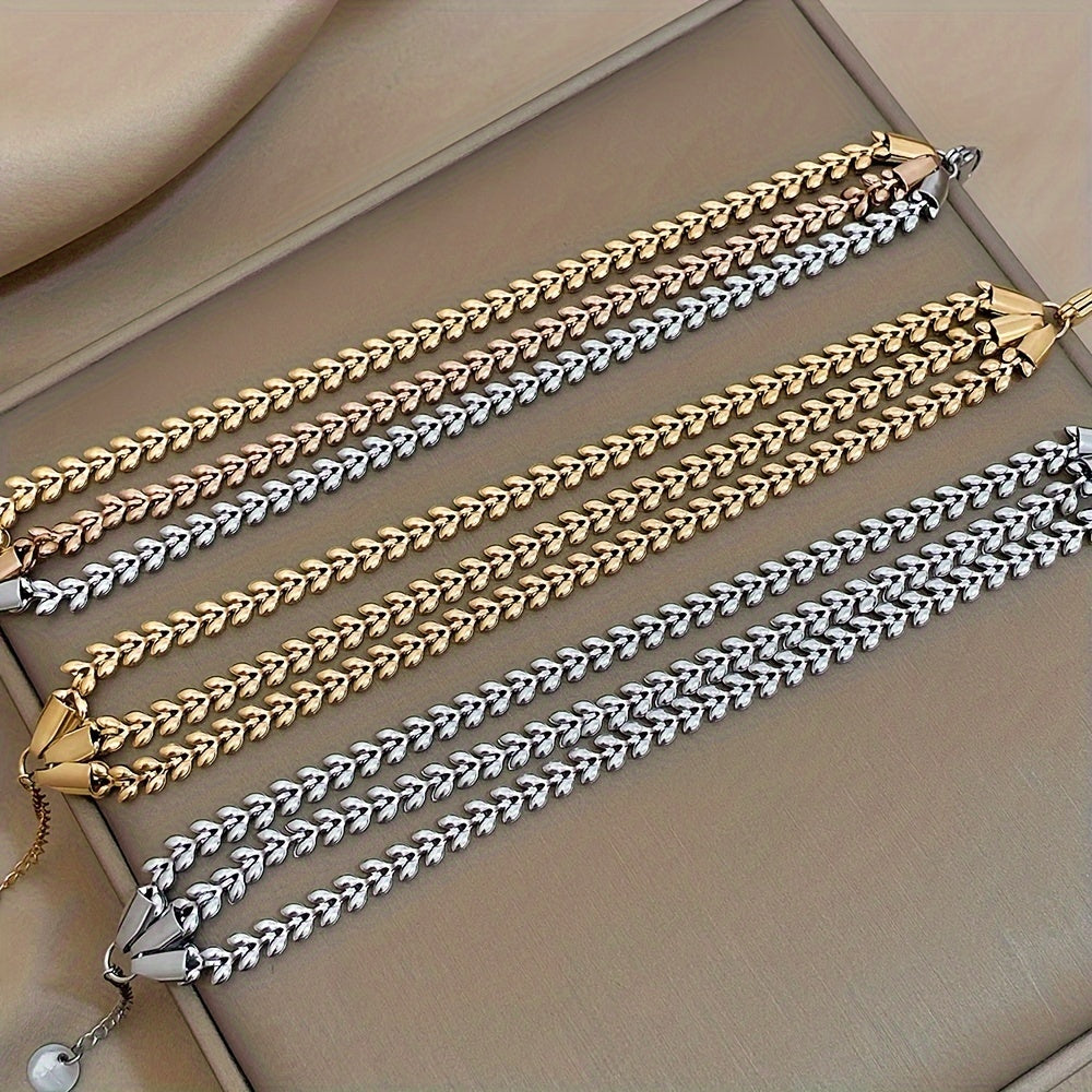 Solenn -  Stainless Steel Wheat Design Golden