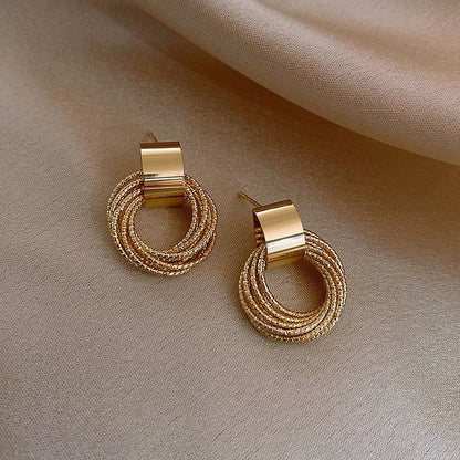 Retro Gold Mini Drop Stud Earrings