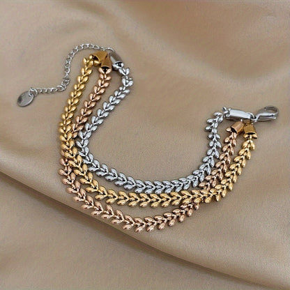 Solenn -  Stainless Steel Wheat Design Golden