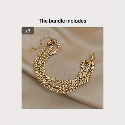Solenn -  Stainless Steel Wheat Design Golden