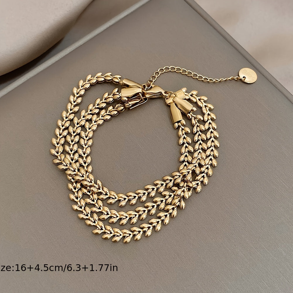 Solenn -  Stainless Steel Wheat Design Golden