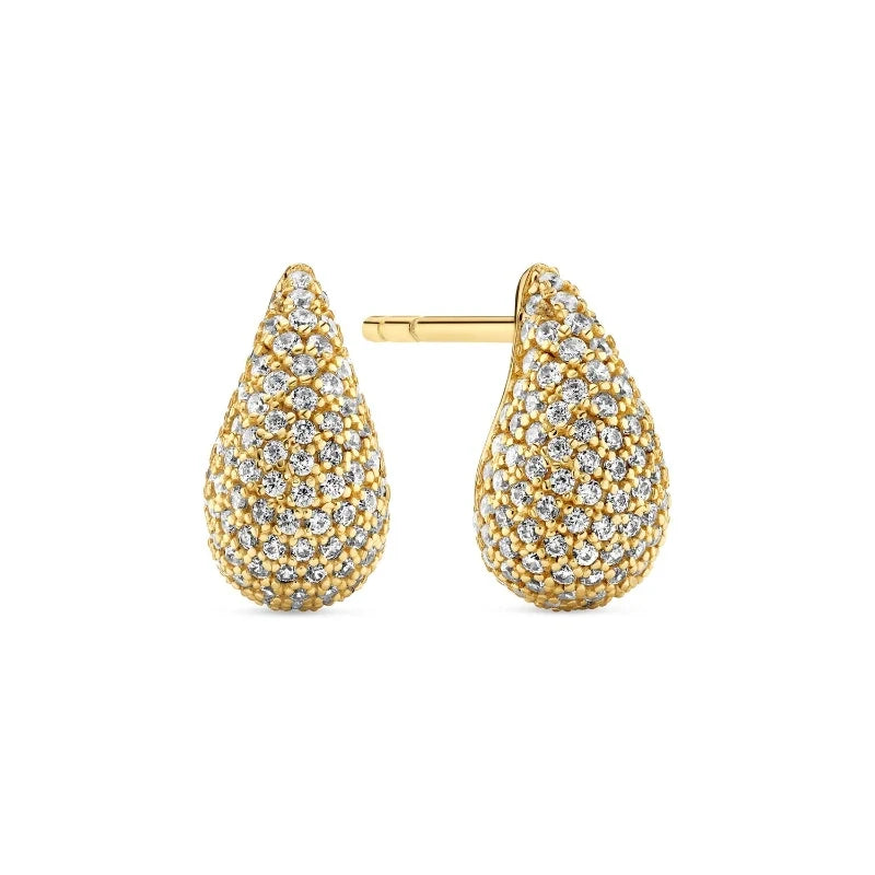Selene Luxhers – Pavé Drop Earrings gold, product photo