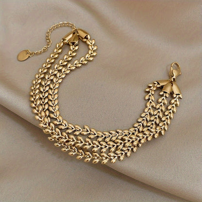Solenn -  Stainless Steel Wheat Design Golden